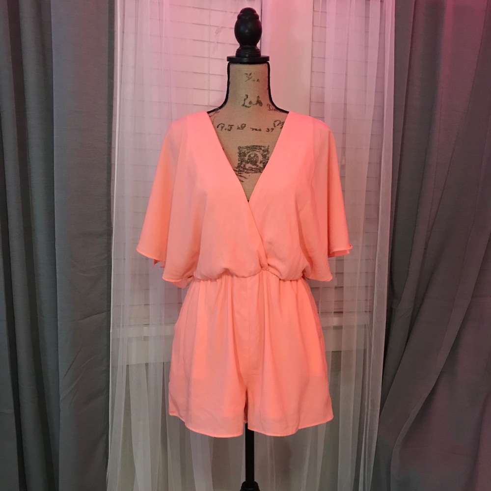 Bright Coral Romper